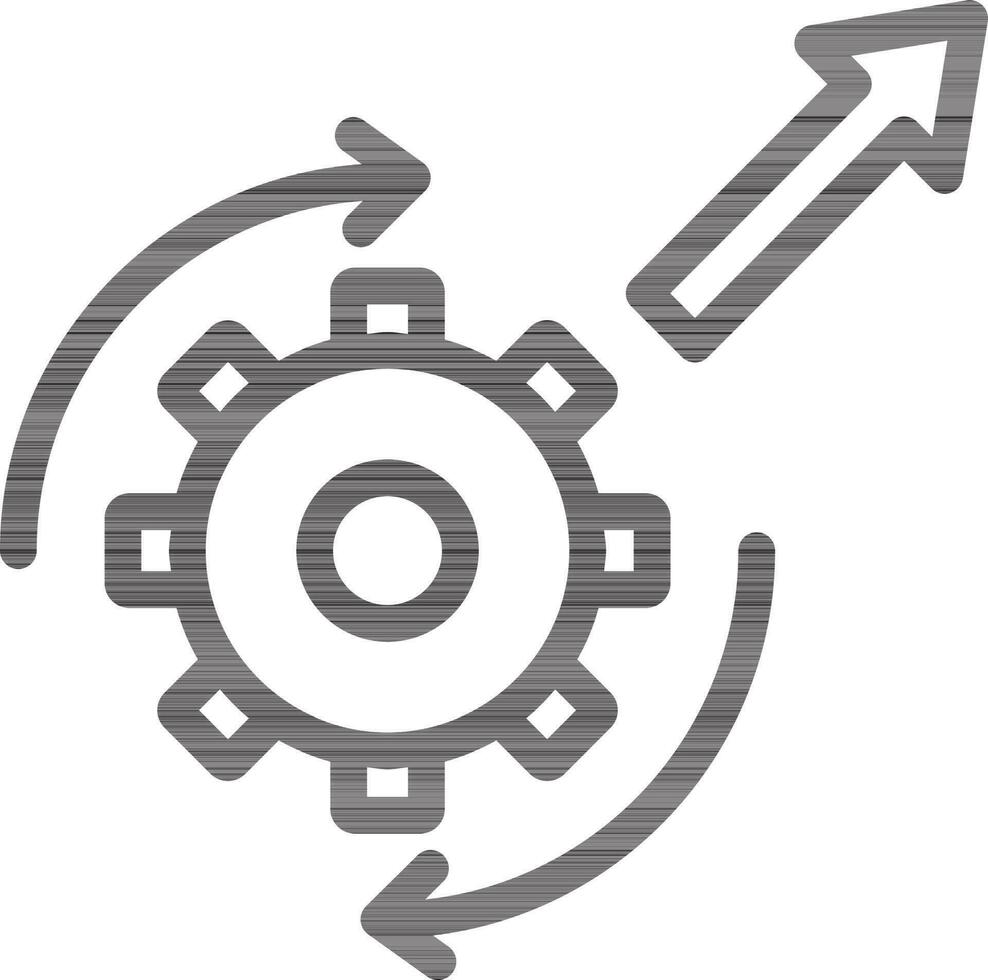 Line art illustration of Setting process arrow icon. vector