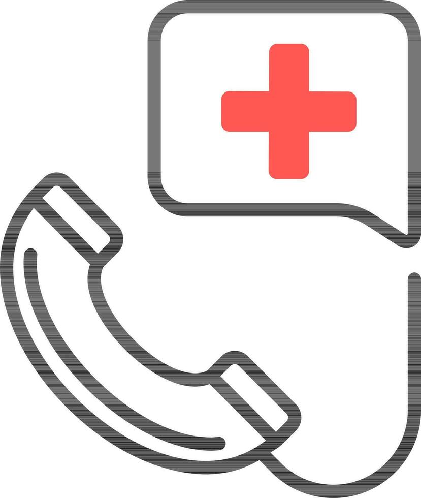 Emergency call icon in black and red color. vector