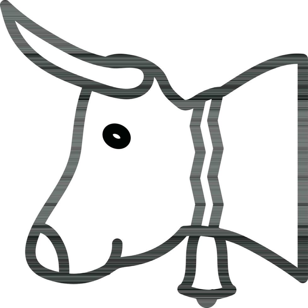 Line art Cow or Ox icon in flat style. vector