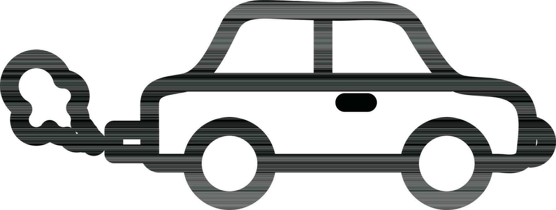 Smoke out from vehicle icon in thin line art. vector