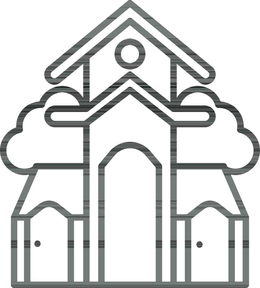 negro línea Arte ilustración de casa edificio icono. vector