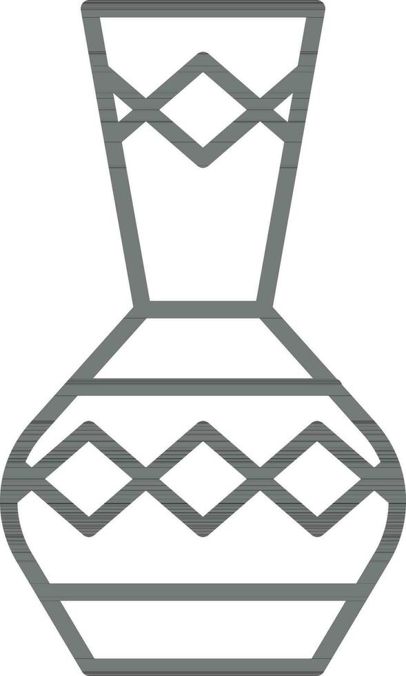Pottery vase pot icon in thin line art. vector