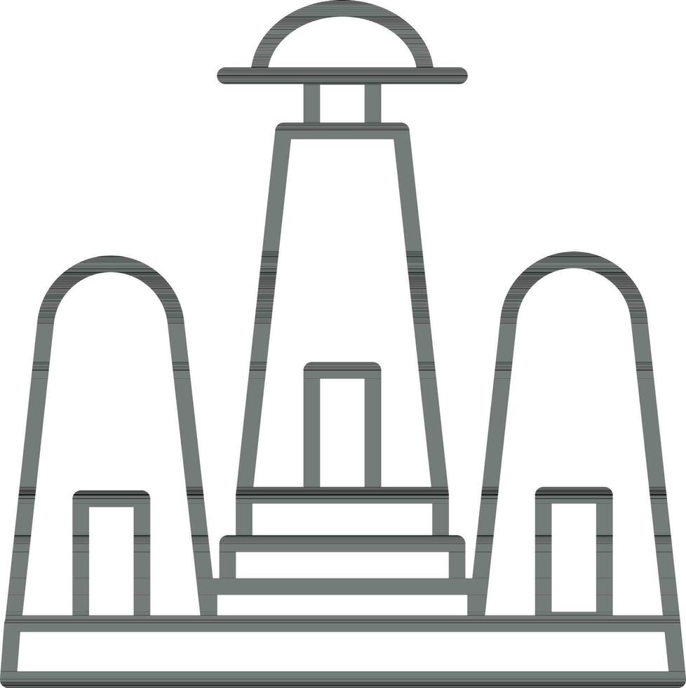 Tower building icon in black line art. vector