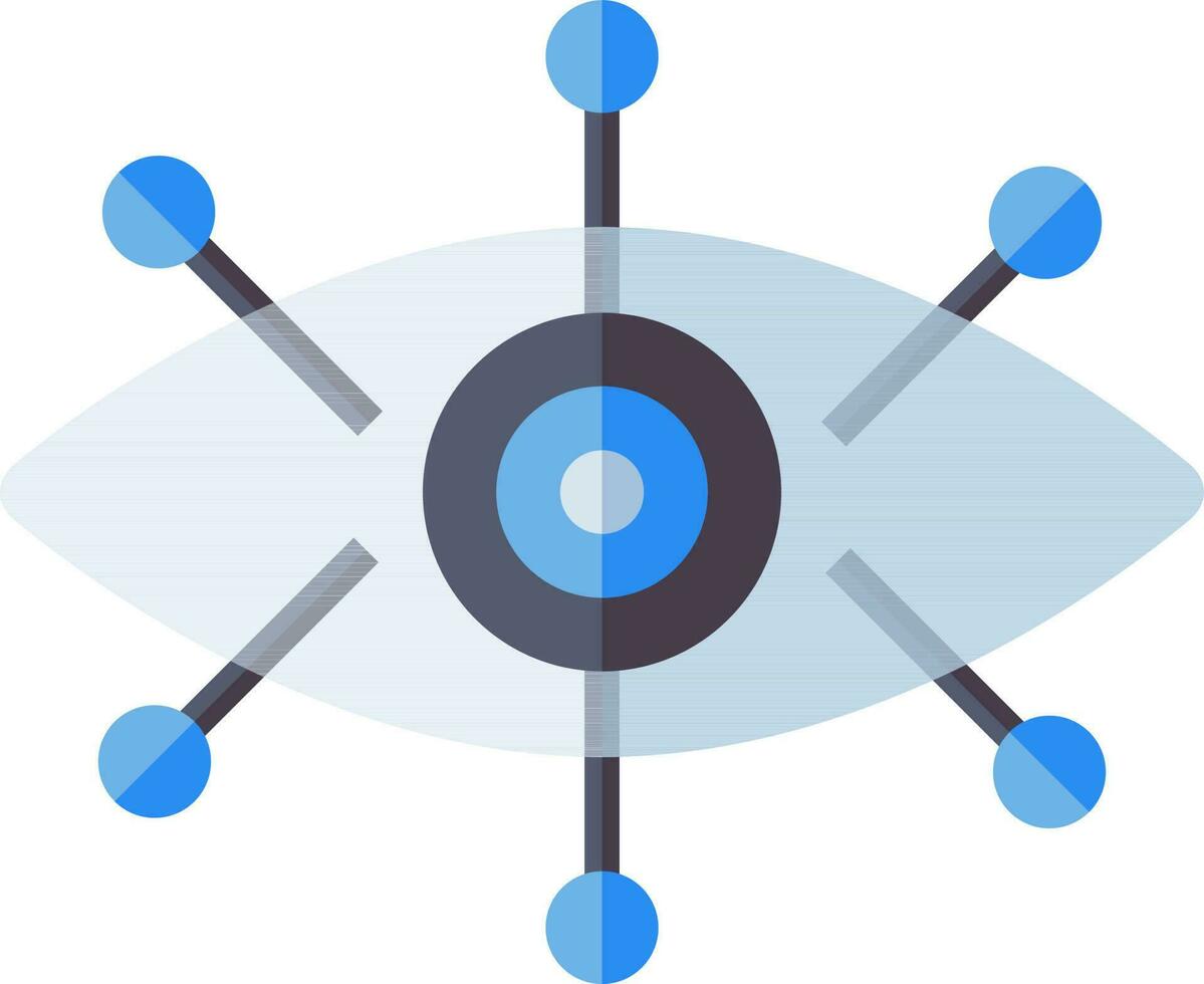 Artificial eye icon in blue and gray color. vector
