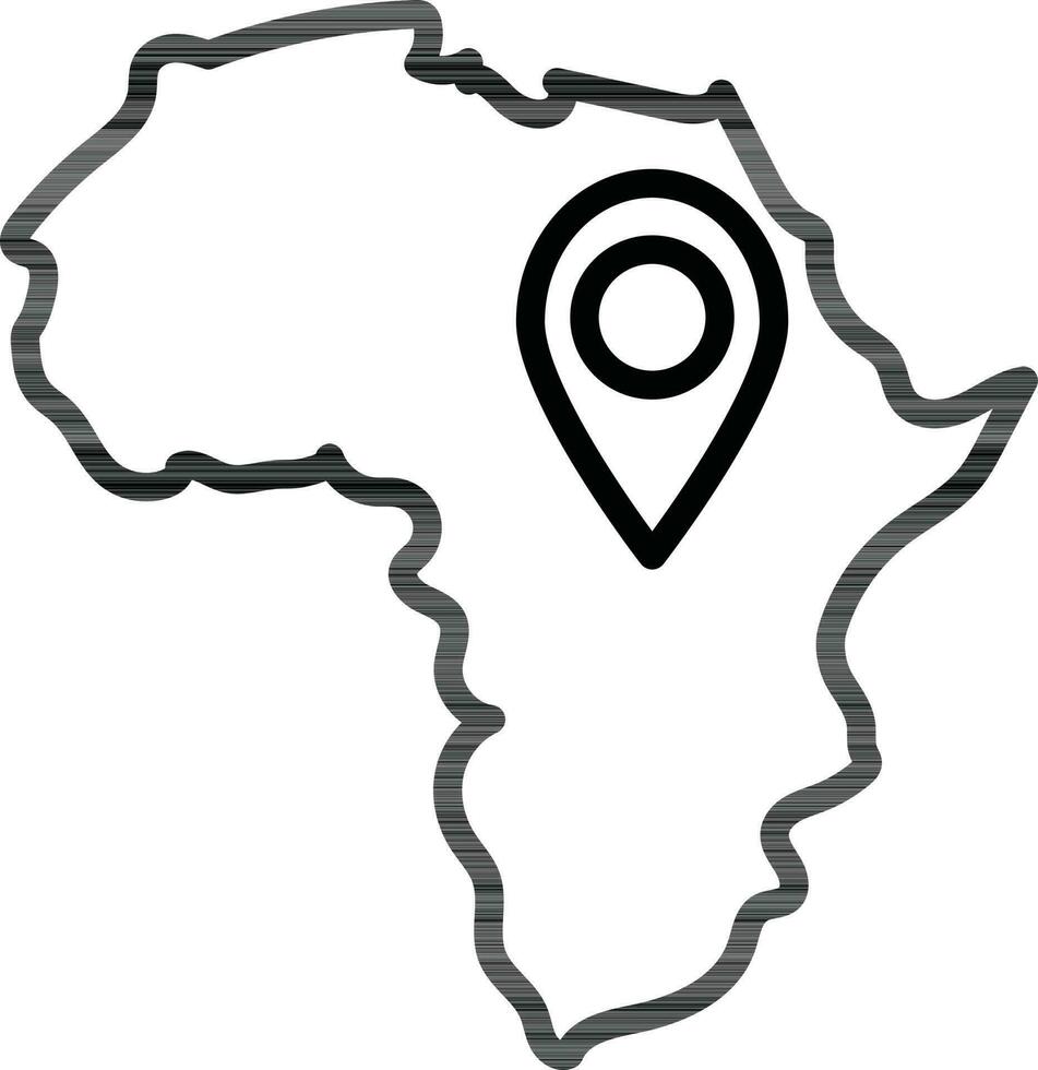 Location point on South Africa country map in line art. vector