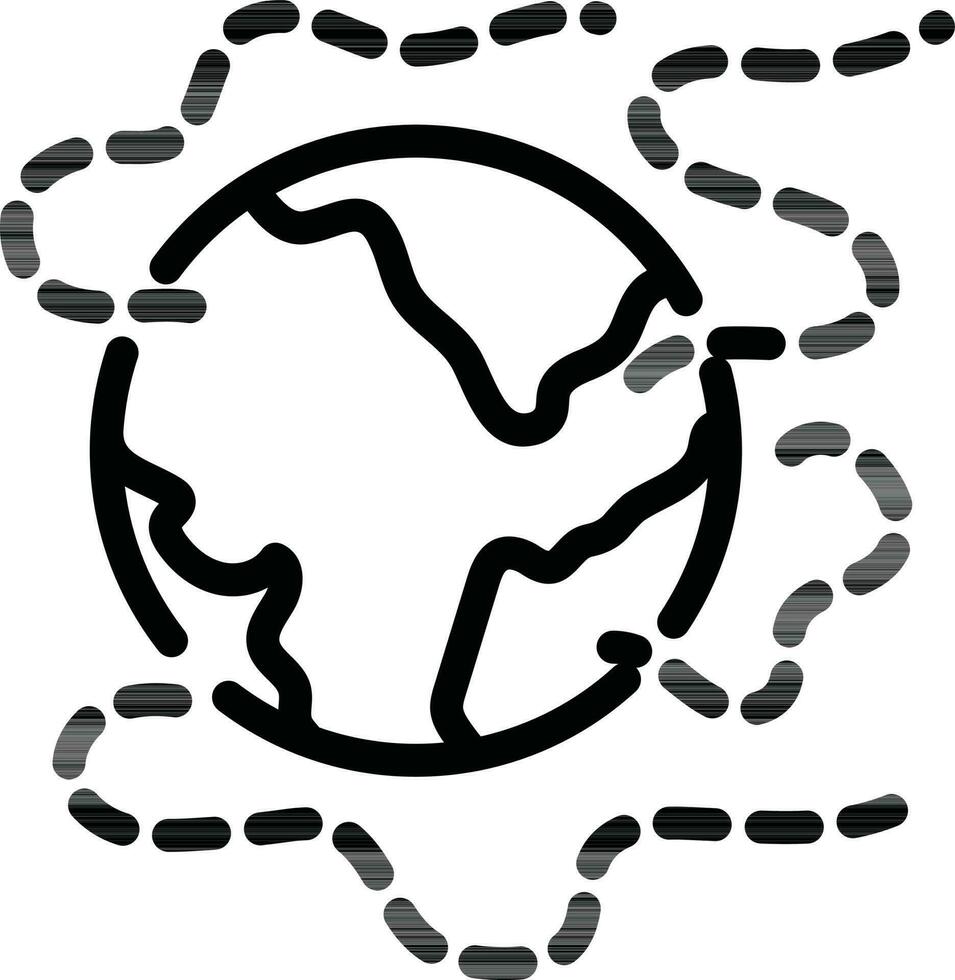 Black line art illustration of Air pollution in the earth icon. vector