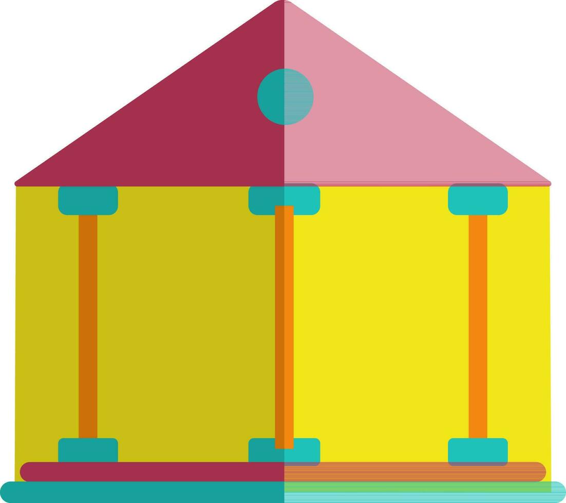 Yellow and pink bank in flat style. vector