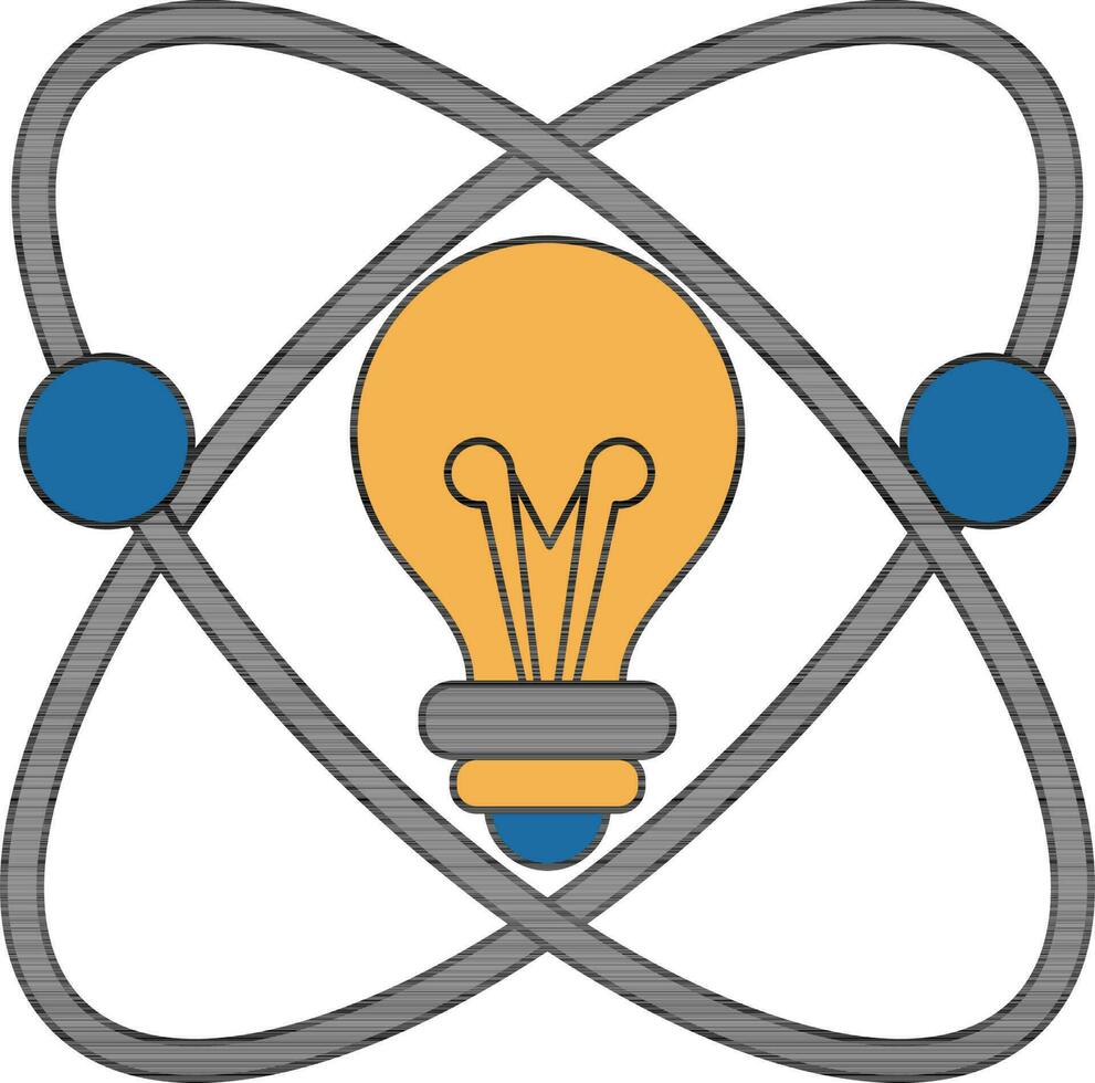 Atomic Structure with Light Bulb icon for Energy. vector