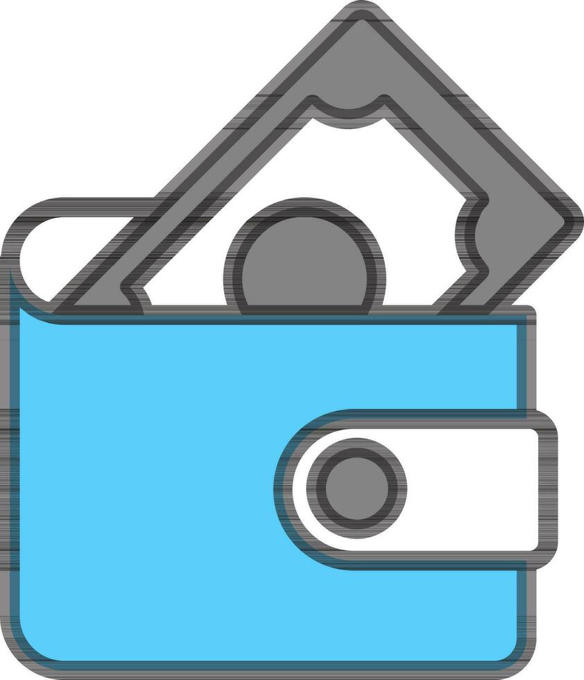 Money Wallet Icon in Grey and Blue color. vector