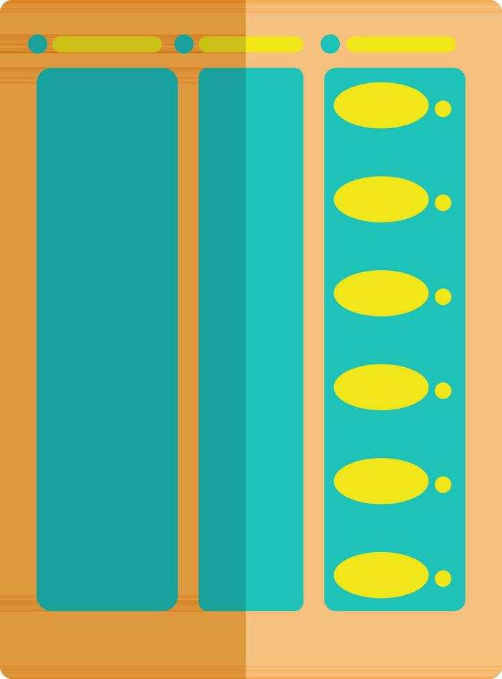 Electronic voting machine in green and orange color. vector