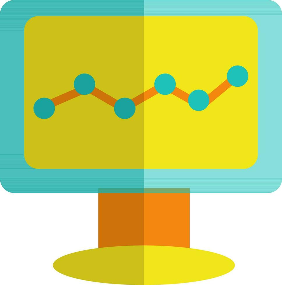 Orange graph in green and yellow computer screen. vector