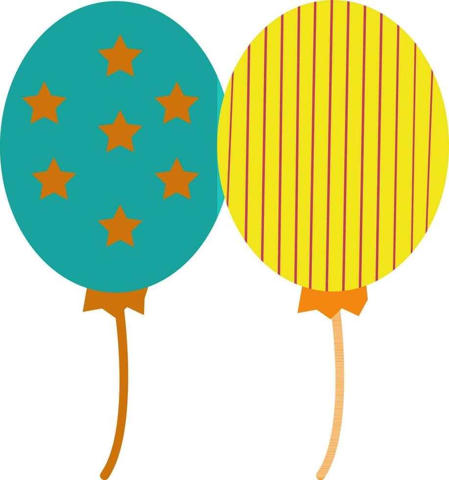 Green and yellow balloons in flat style. vector