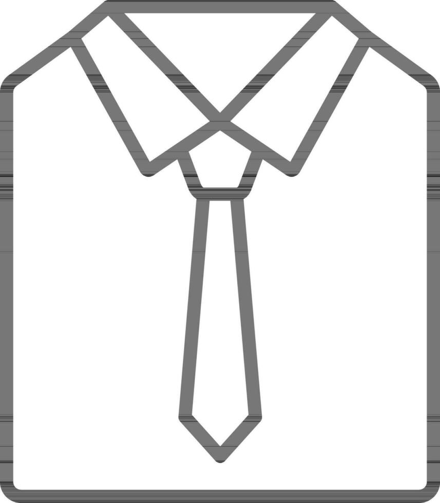 Shirt with Necktie icon in black line art. vector