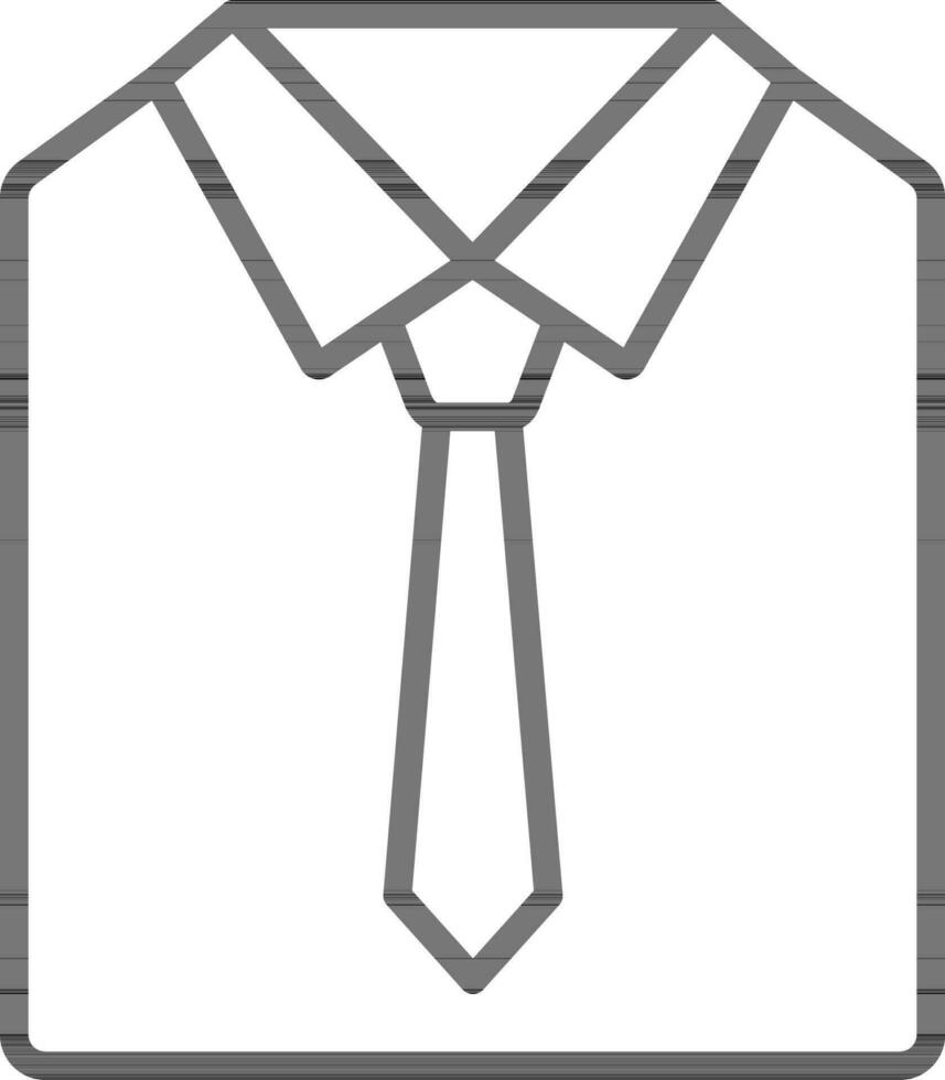 Shirt with Necktie icon in black line art. vector