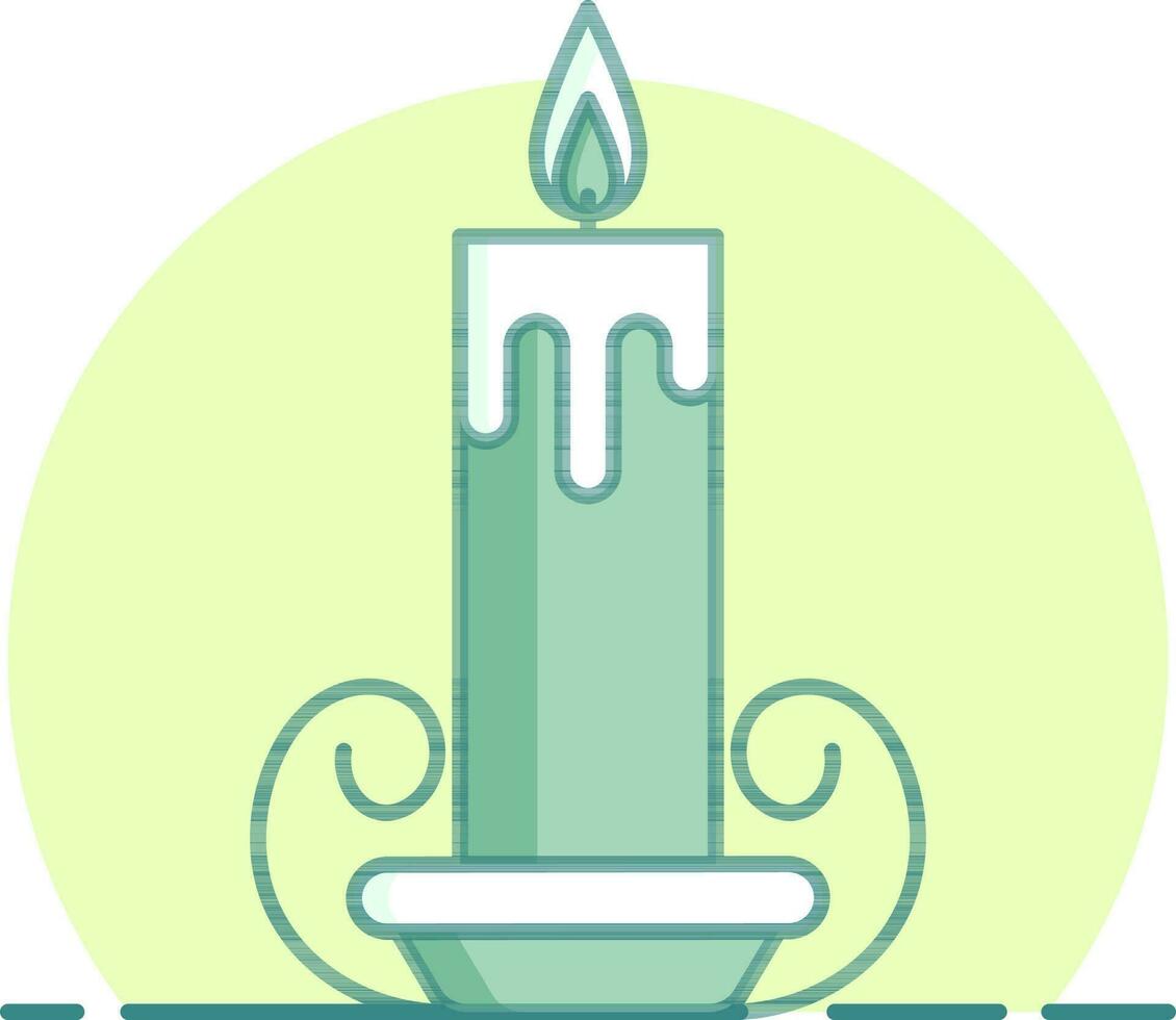 Burning Candle Stand icon in green color. vector
