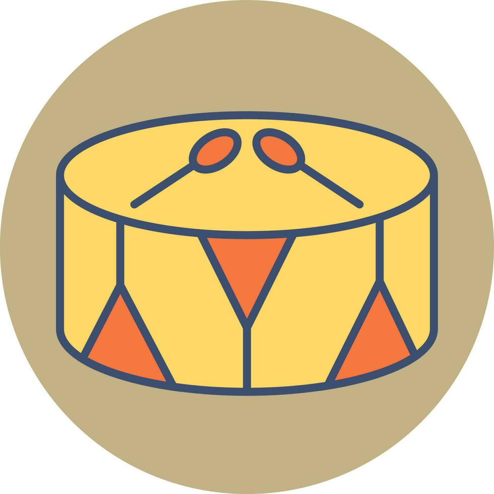 Snare Drum with Stick icon in yellow and orange color. vector