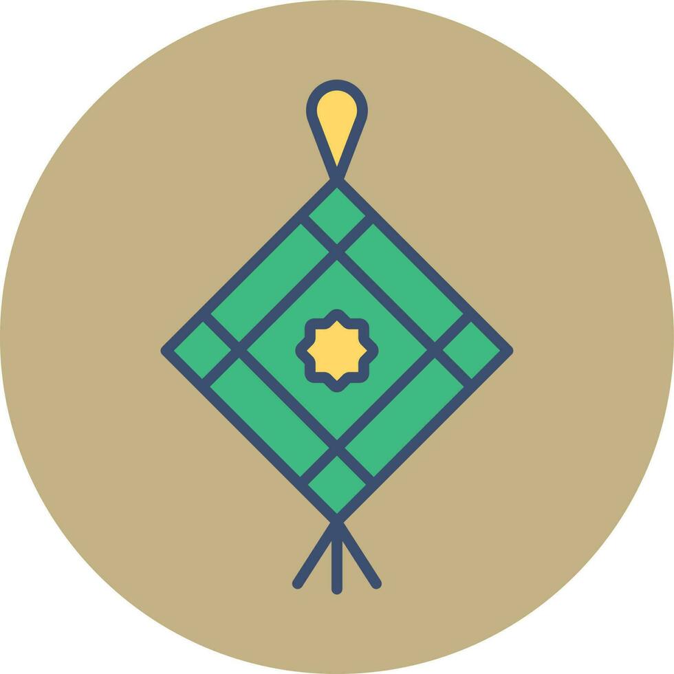 Flat style Ketupat icon in green color. vector
