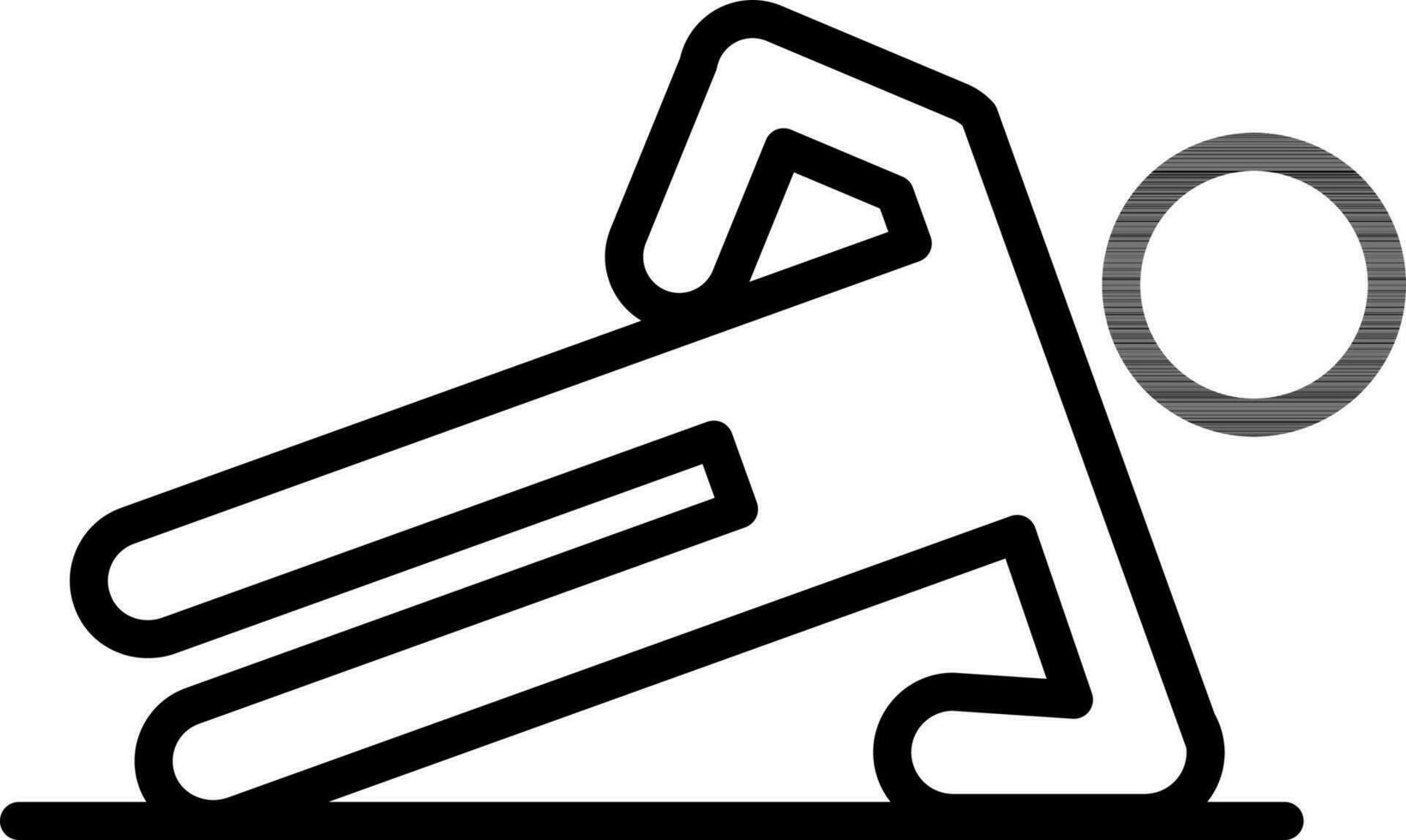 Human doing side plank vasisthasana yoga exercise icon in line art. vector
