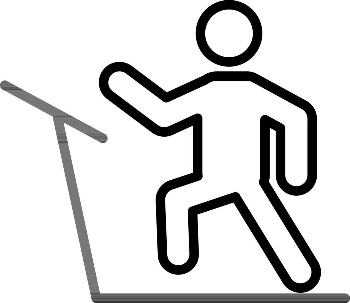 línea Arte humano corriendo en rueda de andar icono en plano estilo. vector