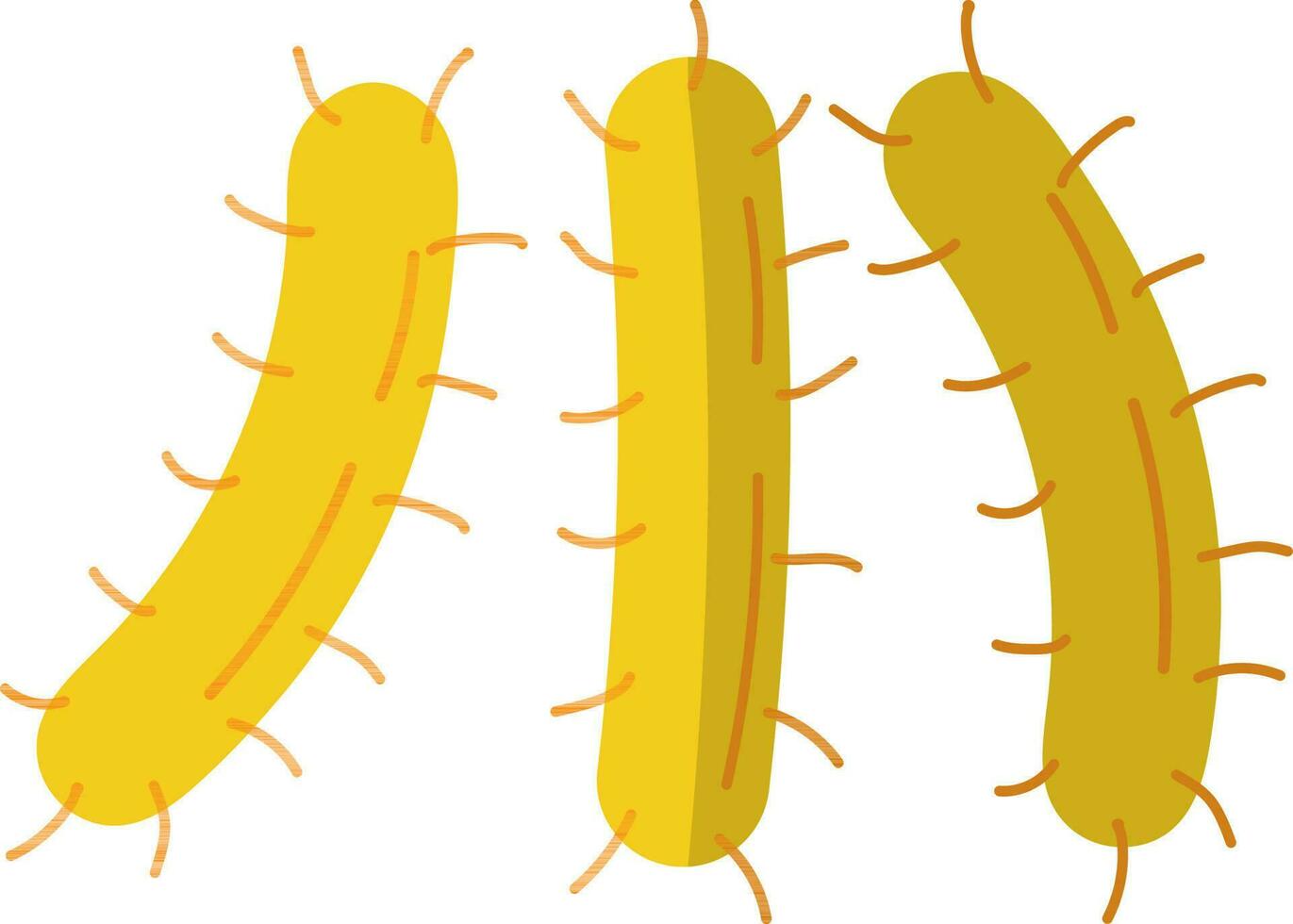 Flat style three yellow bacteria. vector