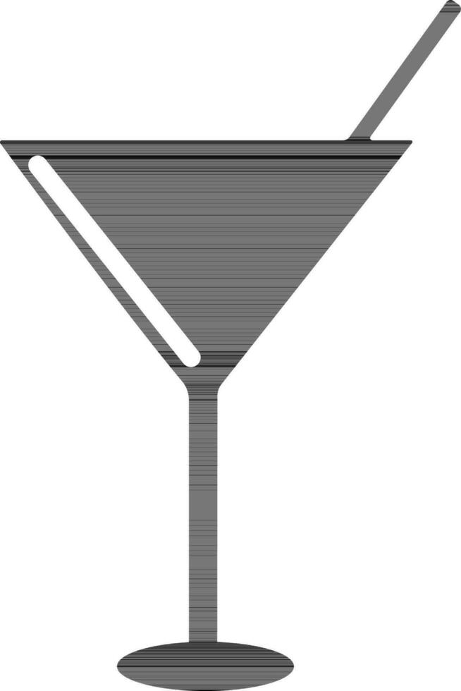 Black sign or symbol of Cocktail Glass with Straw. vector