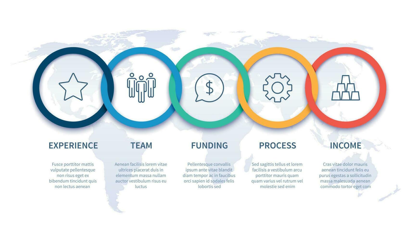 Chain steps infographic. Global business step by step process chart, workflow timeline diagram and startup plan vector template