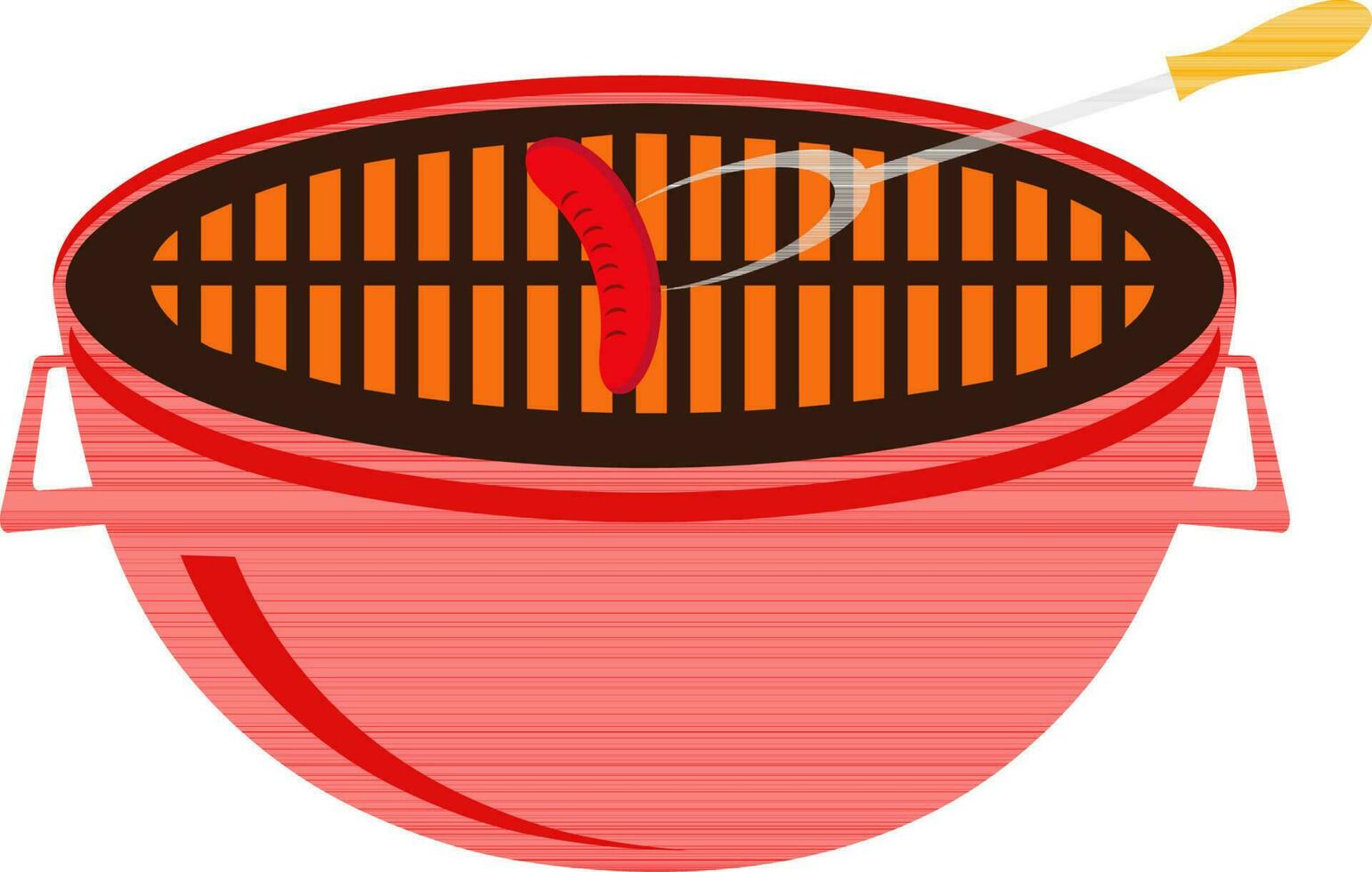 Red barbecue grill with sausage. vector