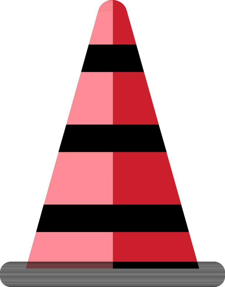 Icon of traffic cone in red and black color. vector