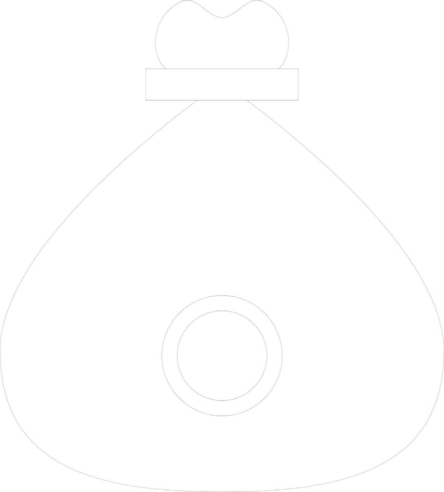 Black line art money bag. vector