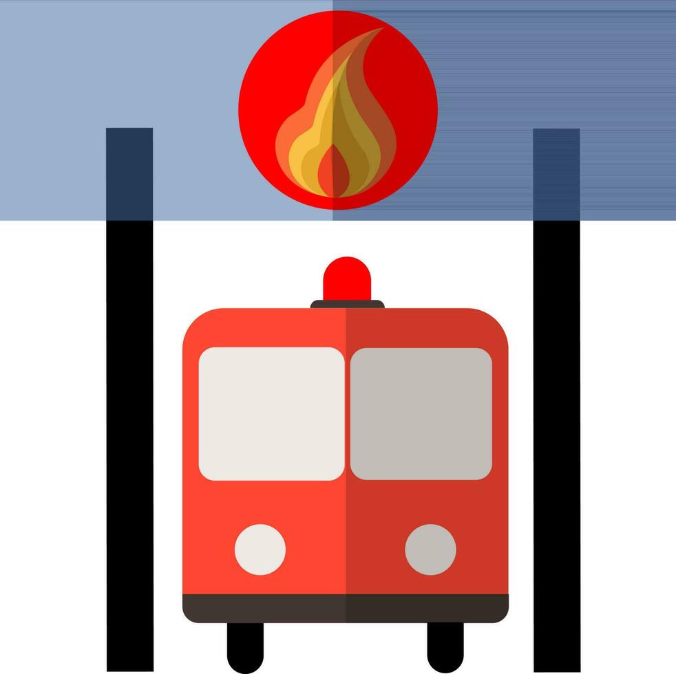 Illustration of fire truck in station. vector
