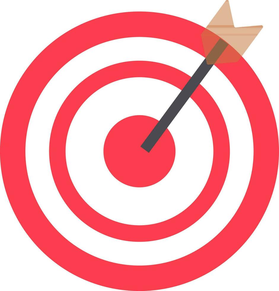 Red target arrow with bullseye icon. vector