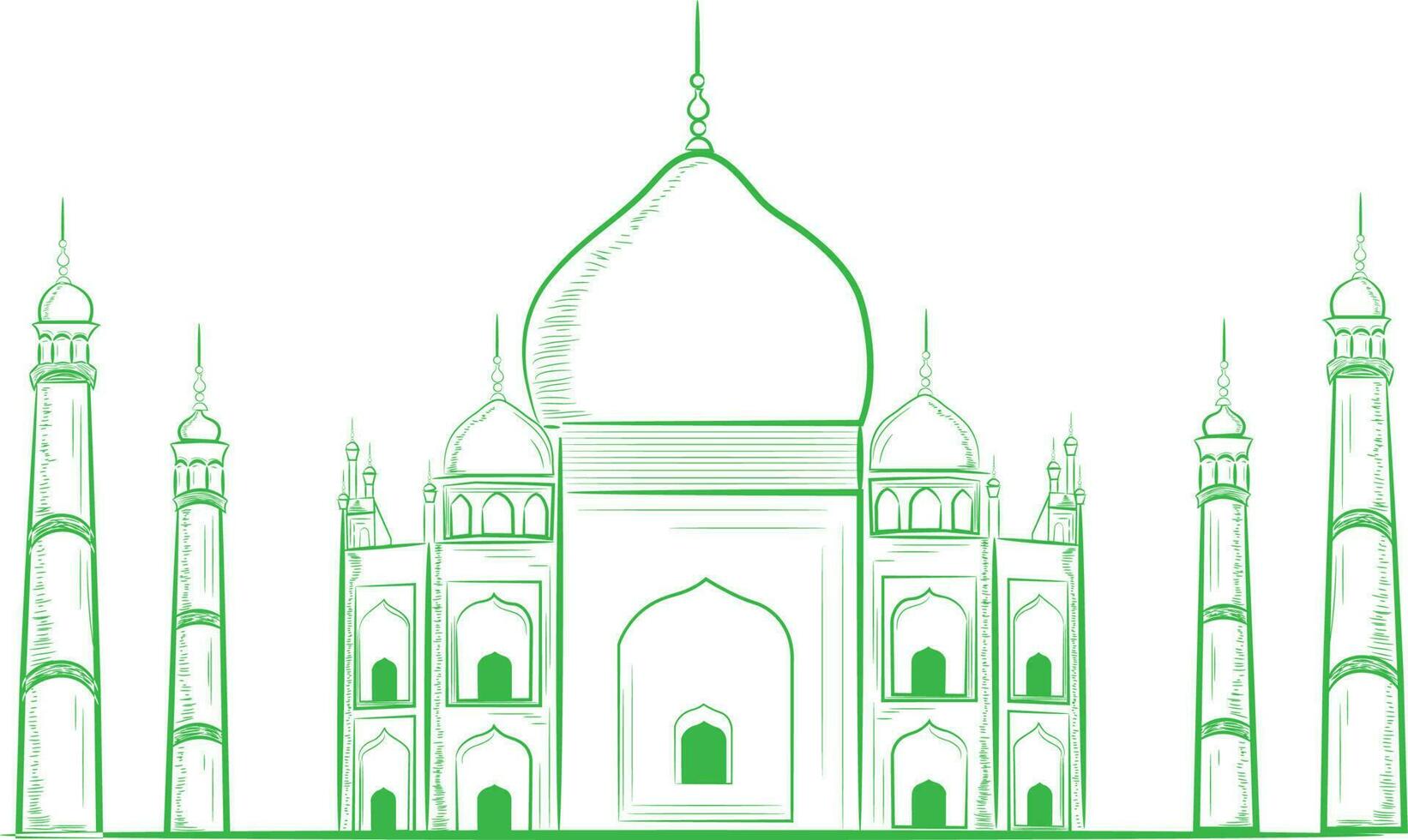 Green illustration of Taj Mahal. vector