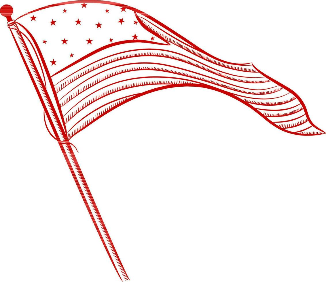 Red illustration of American Flag. vector