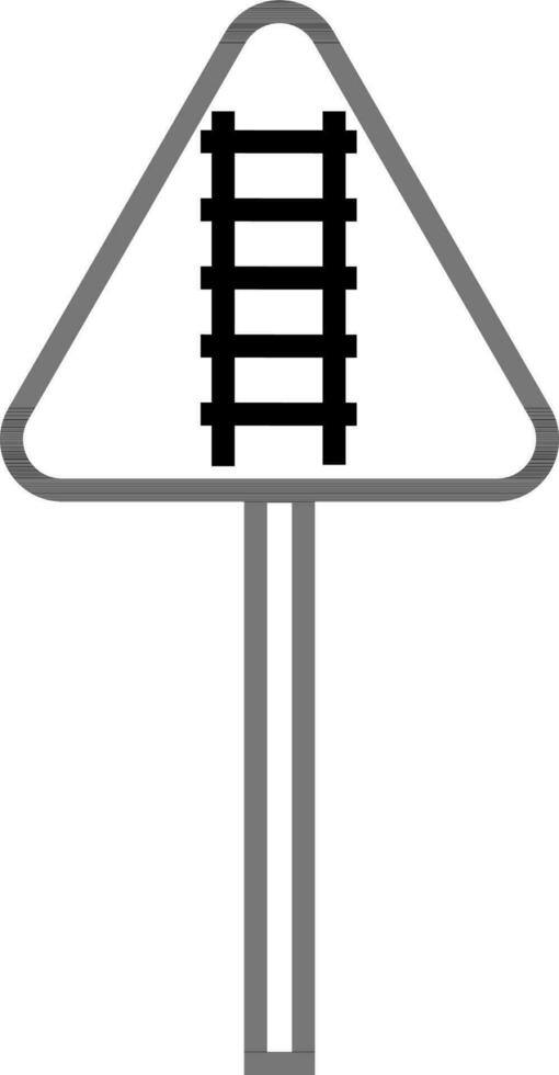 Railroad sign board in triangle. vector