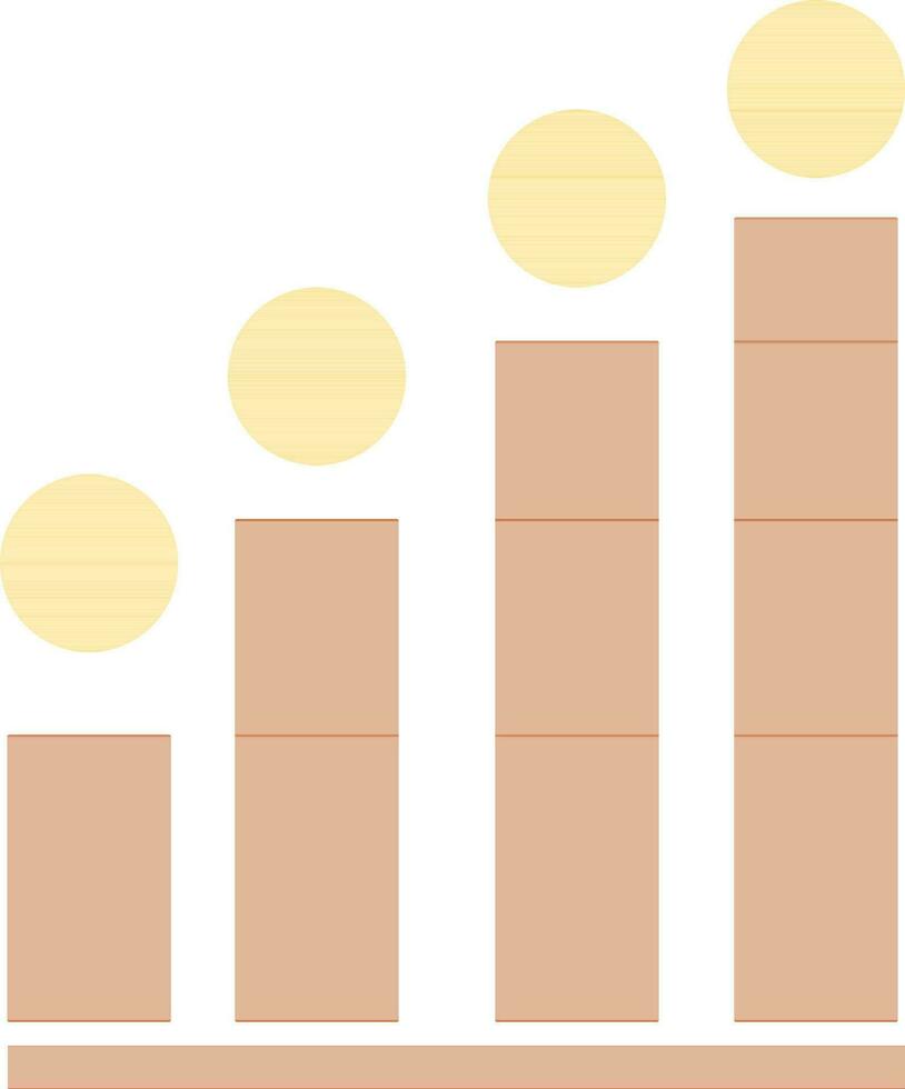 Growth graph in brown and yellow color. vector