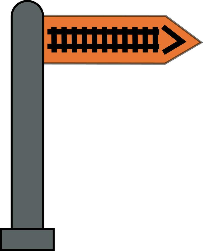 Railroad sign board in gray and orange color. vector