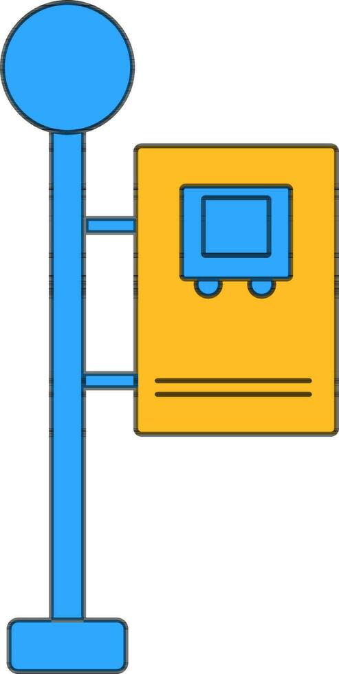 Bus sign board in yellow and blue color. vector