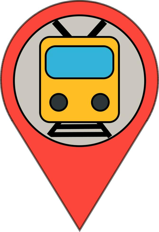 Train location pointer pin icon. vector