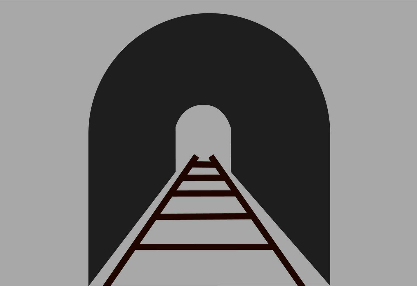 Railway tunnel in black and gray color. vector