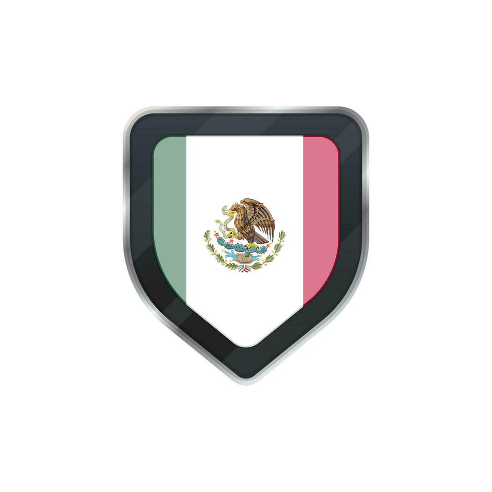 mexico bandera con símbolo en blindaje. vector