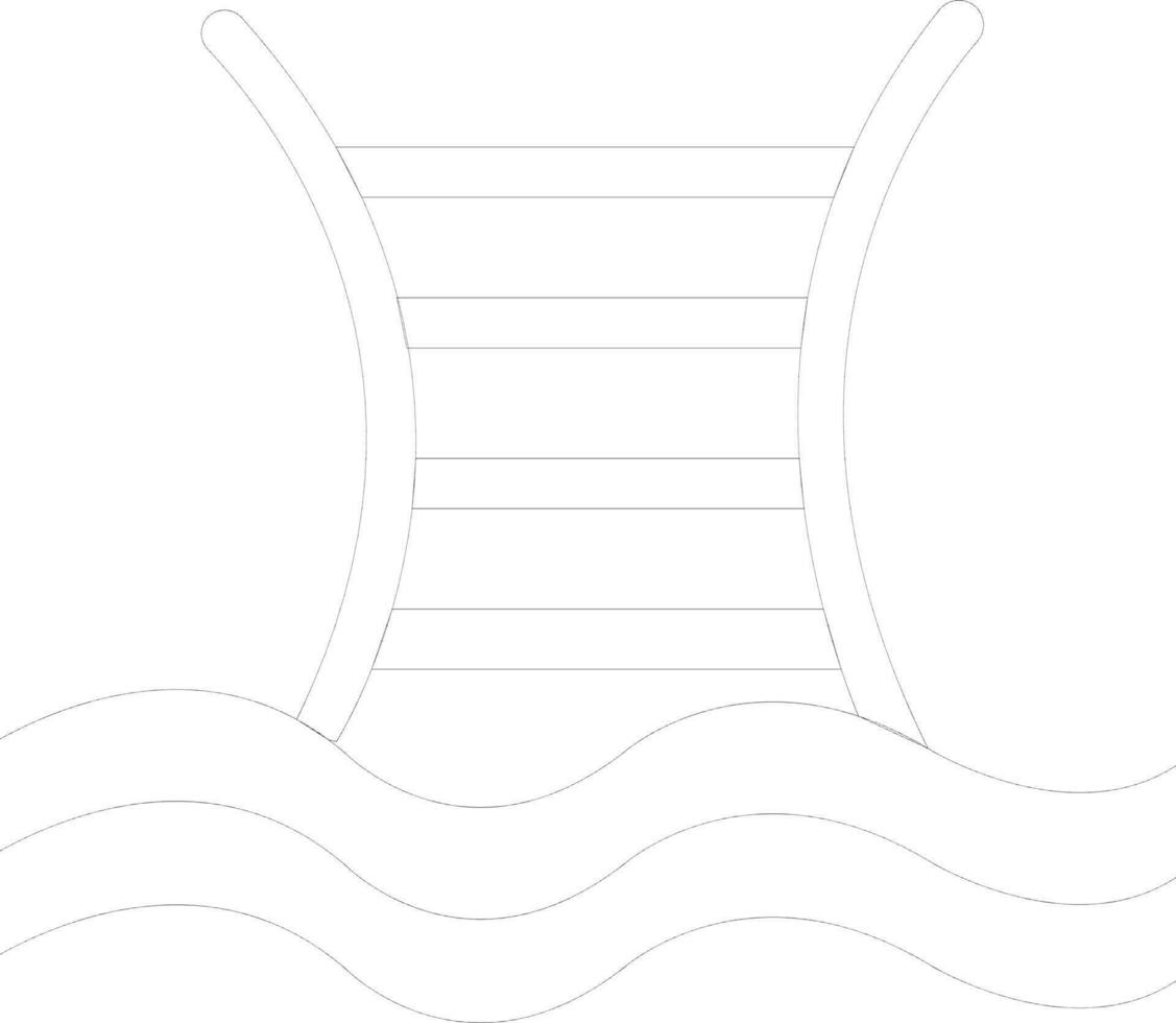 Black line art pool ladder on white background. vector