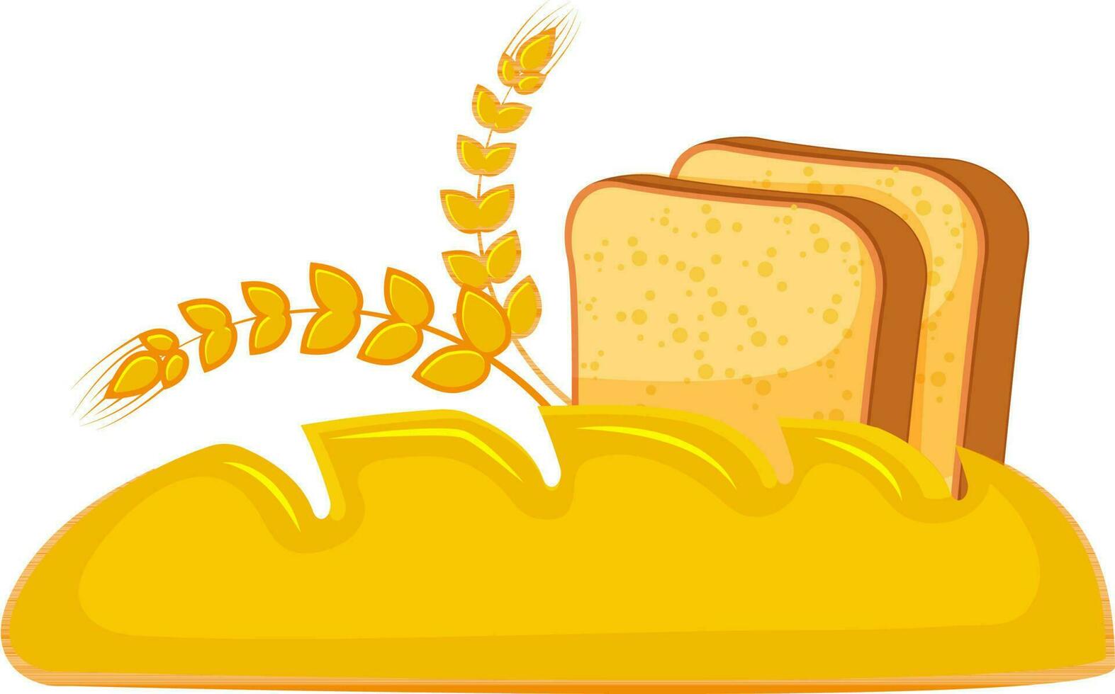 Illustration of bread slices and baguette. vector