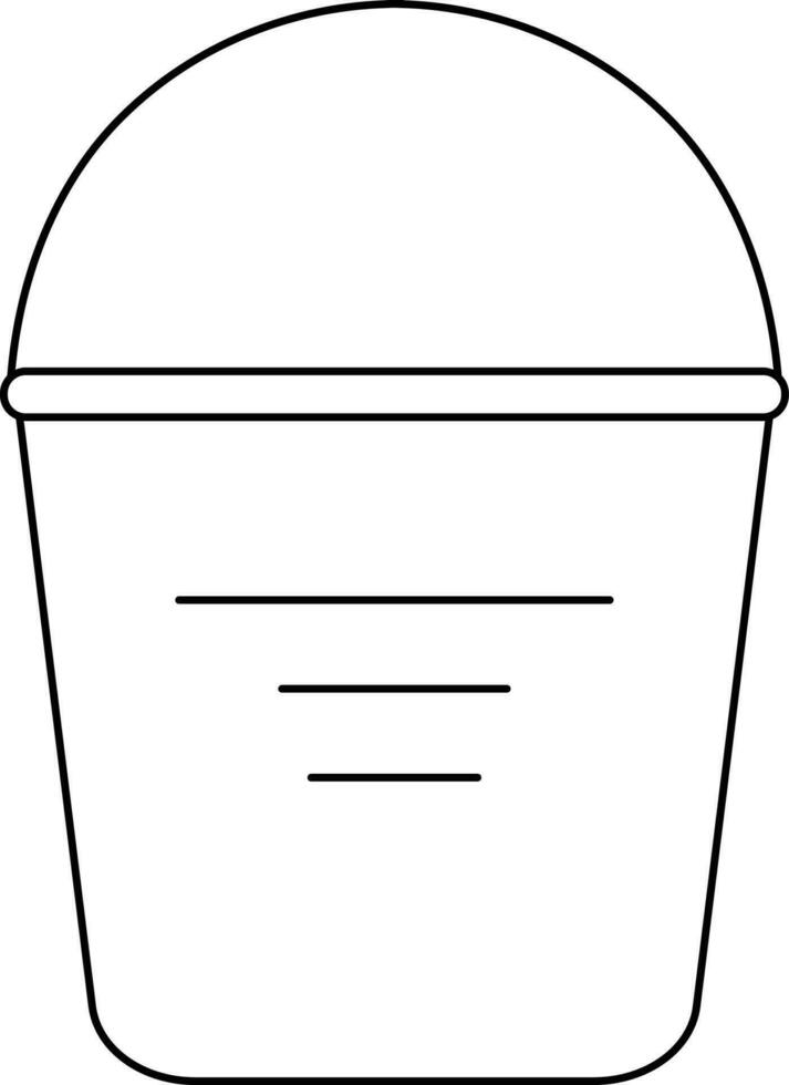 Bucket in black line art. vector