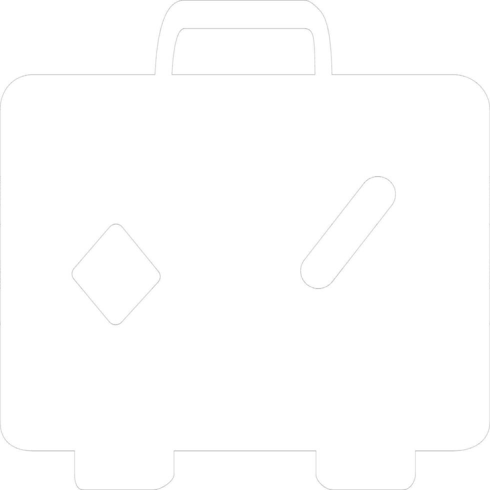 Isolated luggage bag in black line art. vector