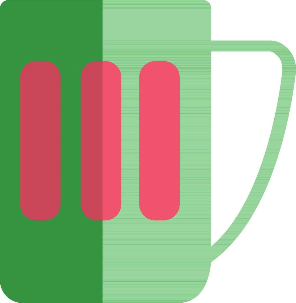 Mug in green and pink color. vector