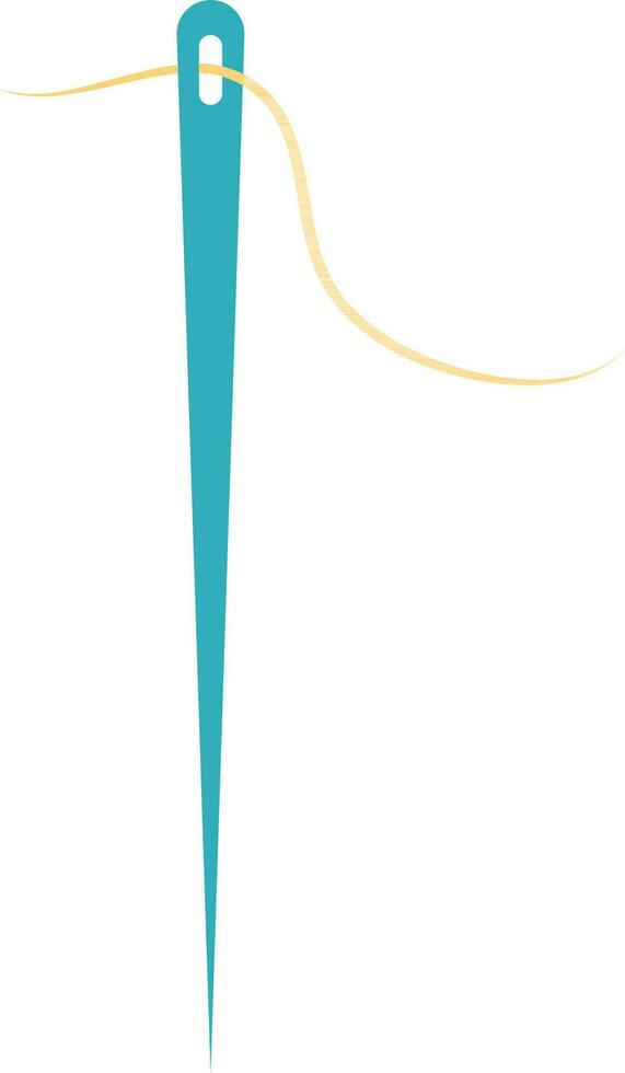 Vector of blue needle with yellow thread.
