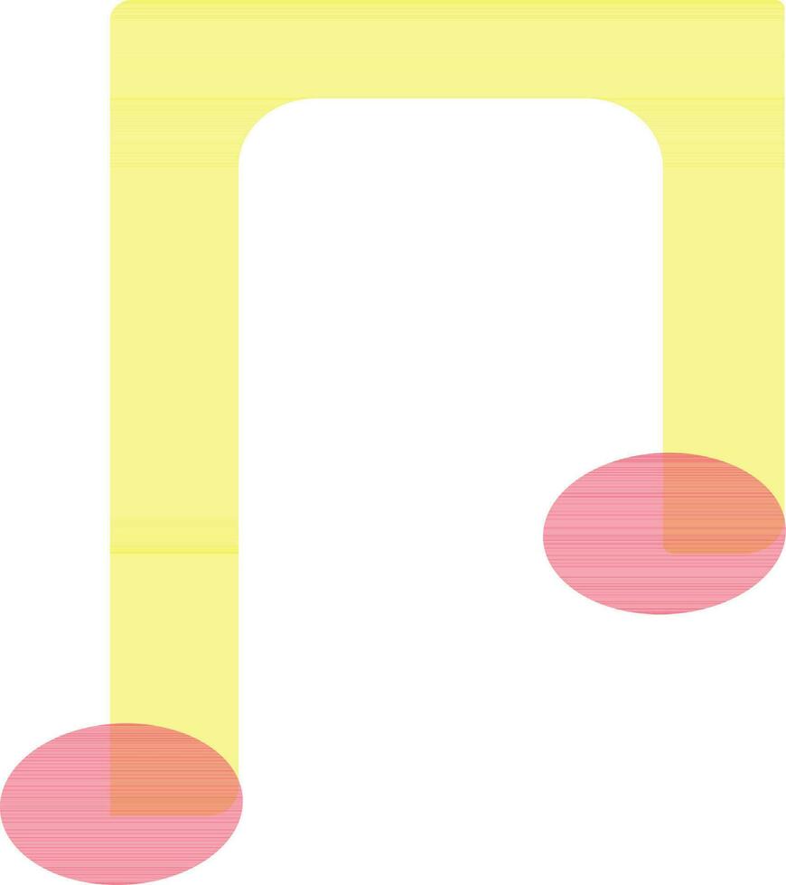 Yellow and pink music note in flat style. vector