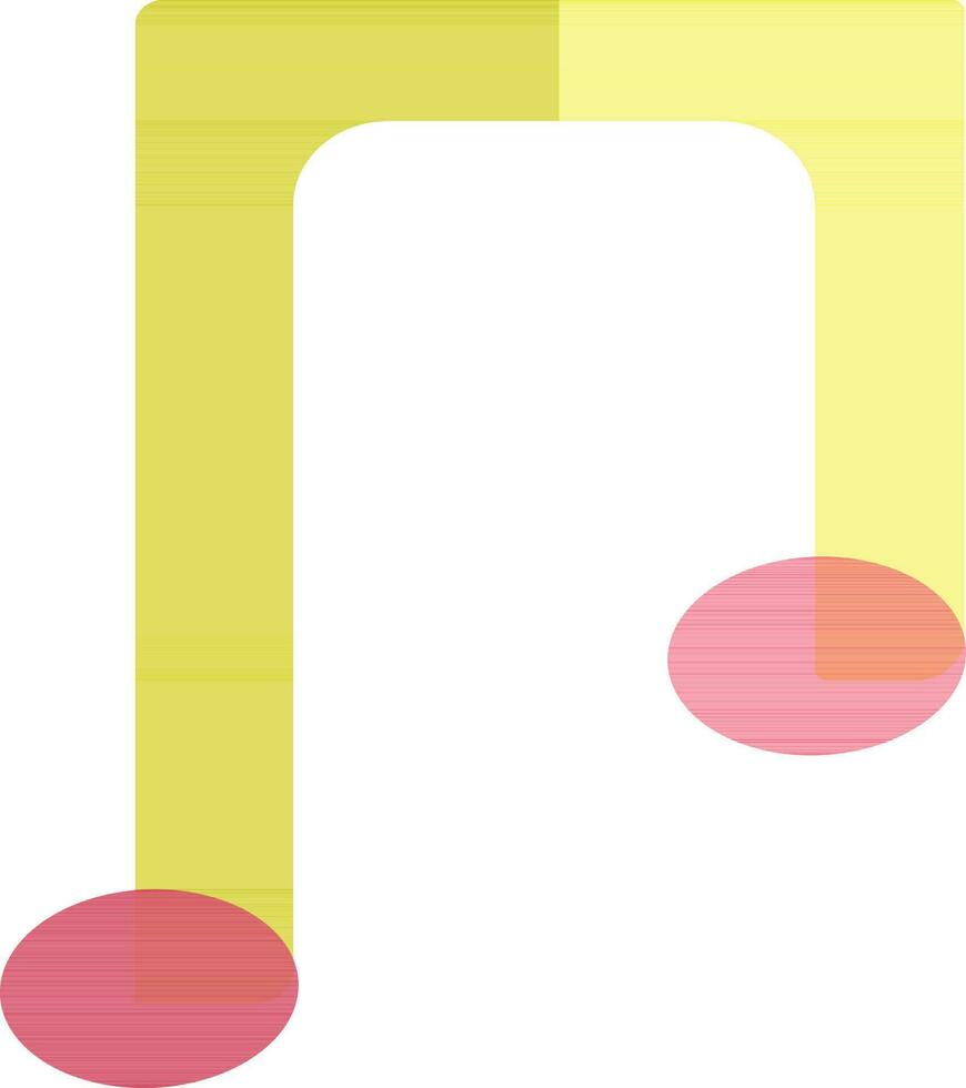 amarillo y rosado música Nota en plano estilo. vector