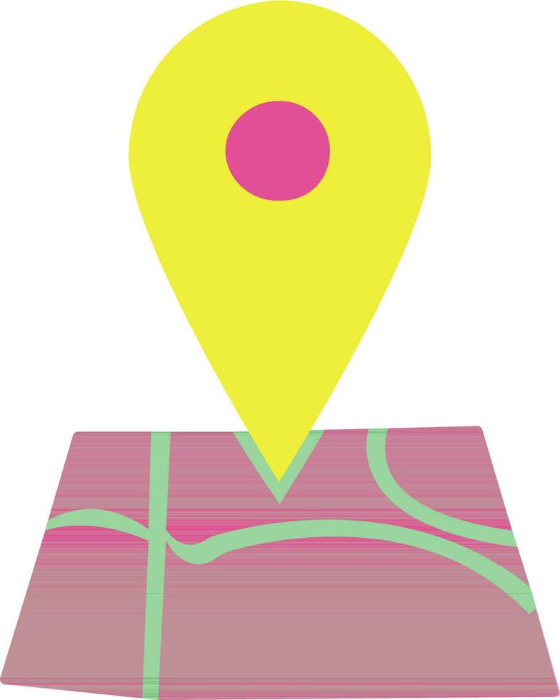 mapa puntero en rosado y amarillo color. vector