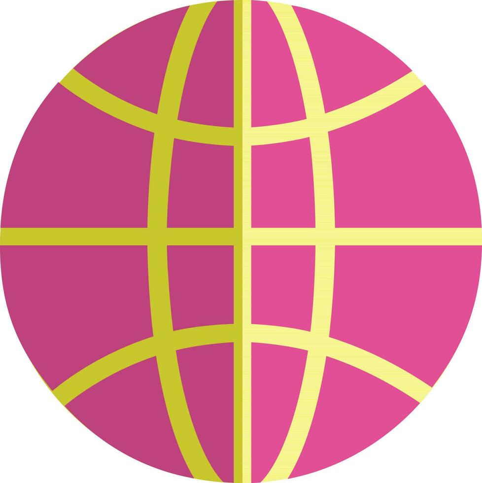 Earth globe in pink and yellow color. vector